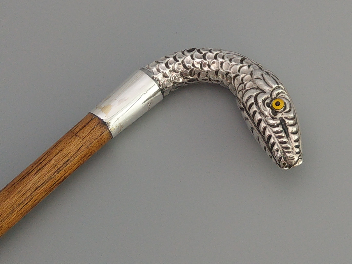 Lady's Decorative Antique Walking Stick with Silver Snake Handle by Charles Boyton & Son