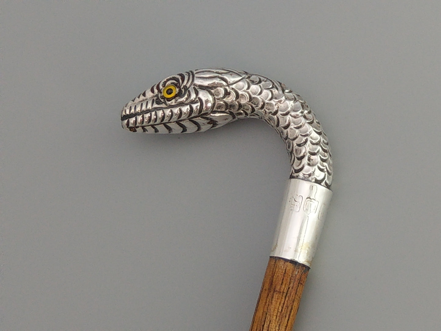 Lady's Decorative Antique Walking Stick with Silver Snake Handle by Charles Boyton & Son