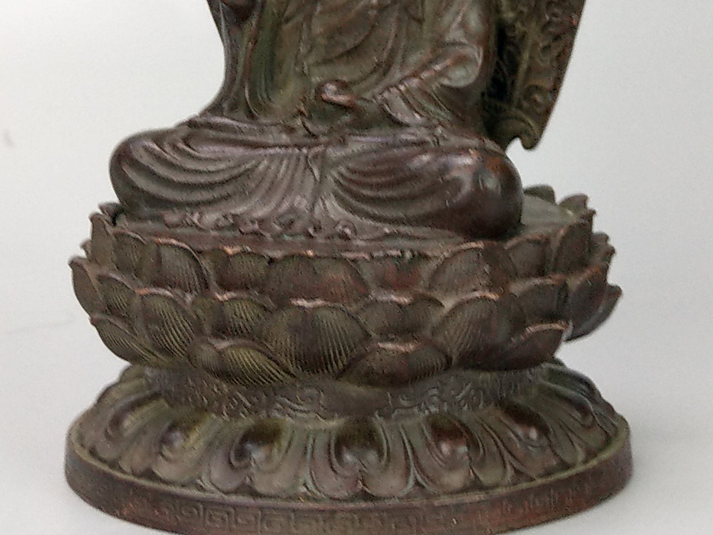 Antique Small Crowned Buddha on Lotus Leaf