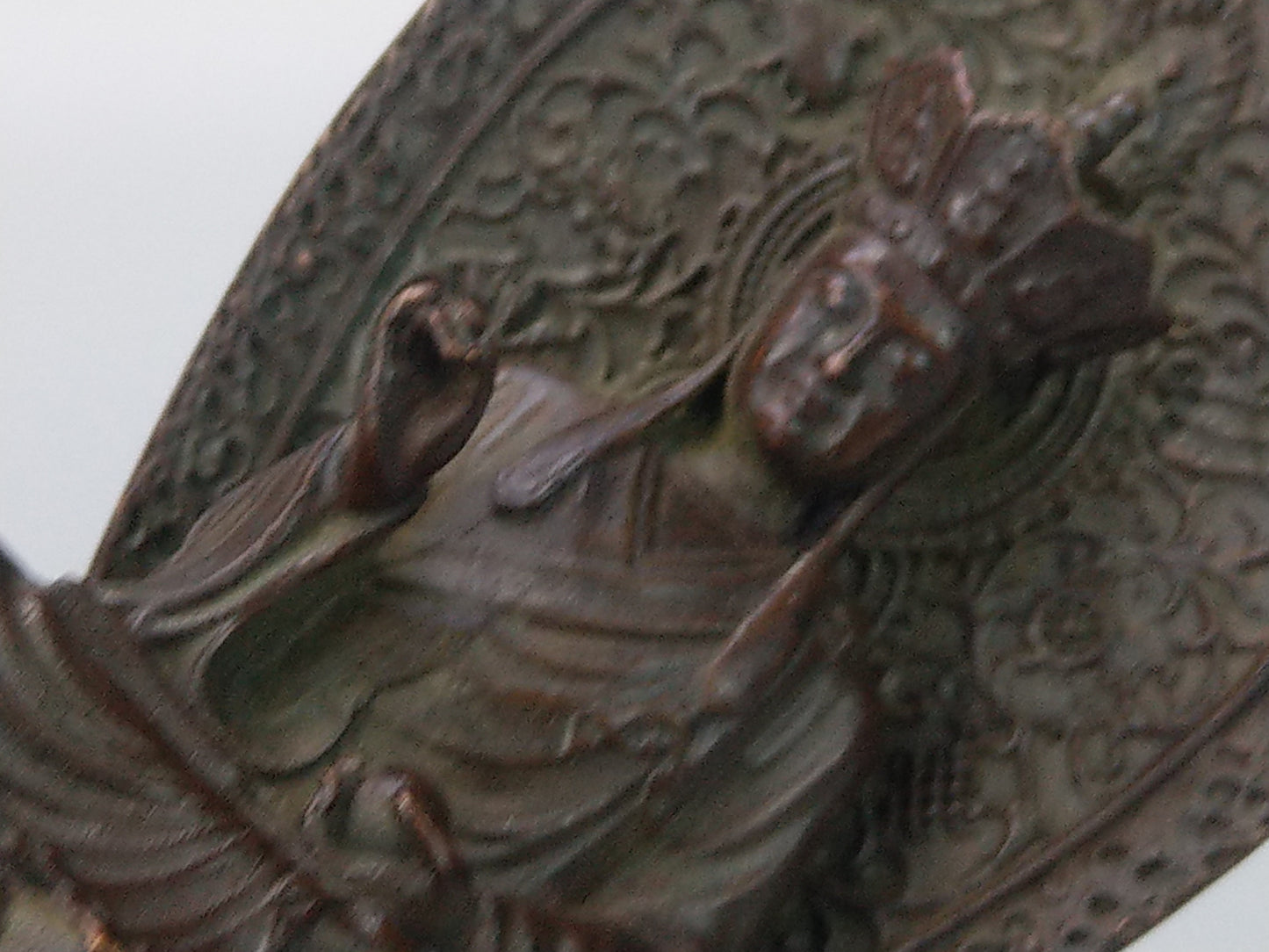 Antique Small Crowned Buddha on Lotus Leaf