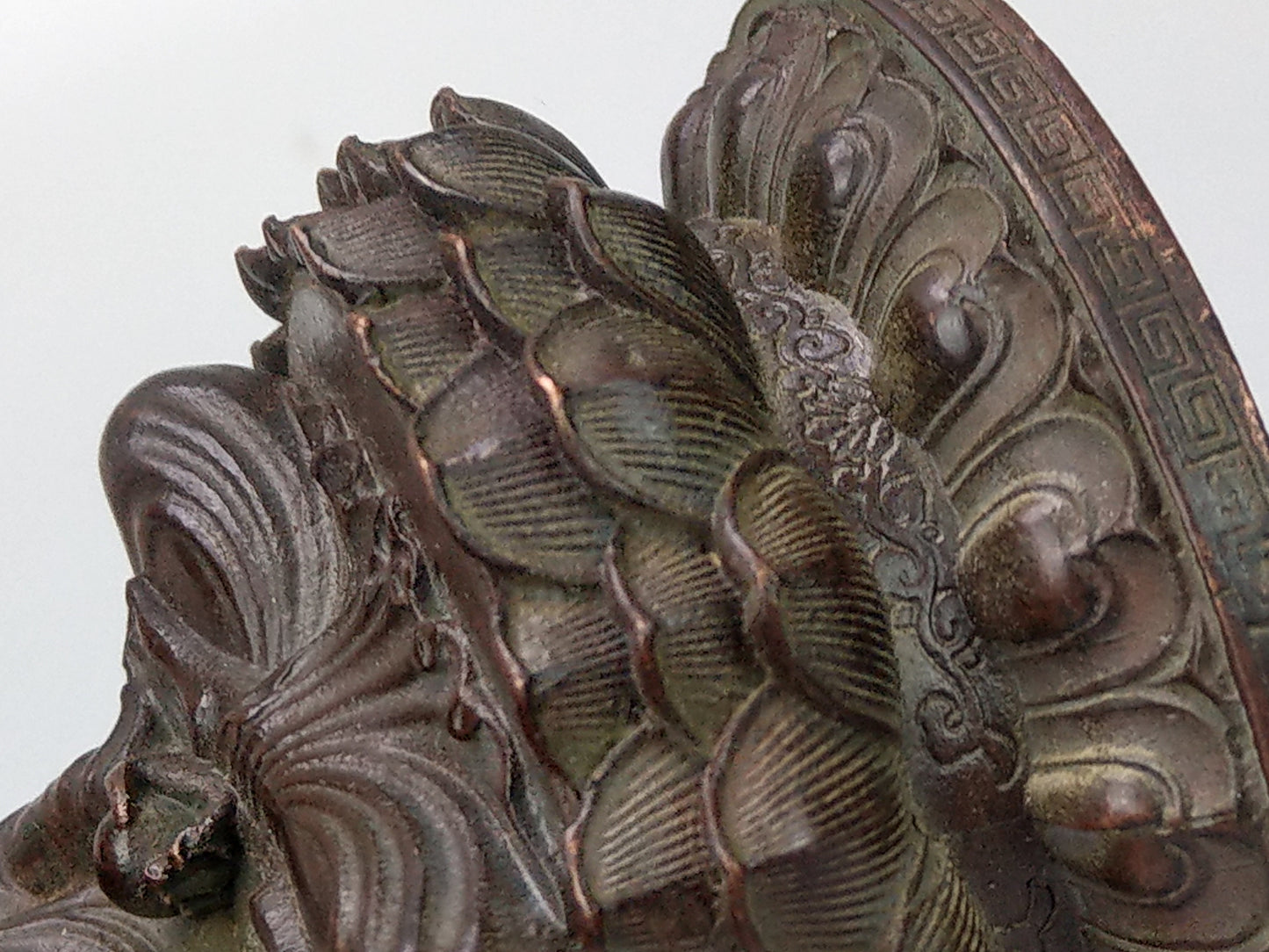 Antique Small Crowned Buddha on Lotus Leaf