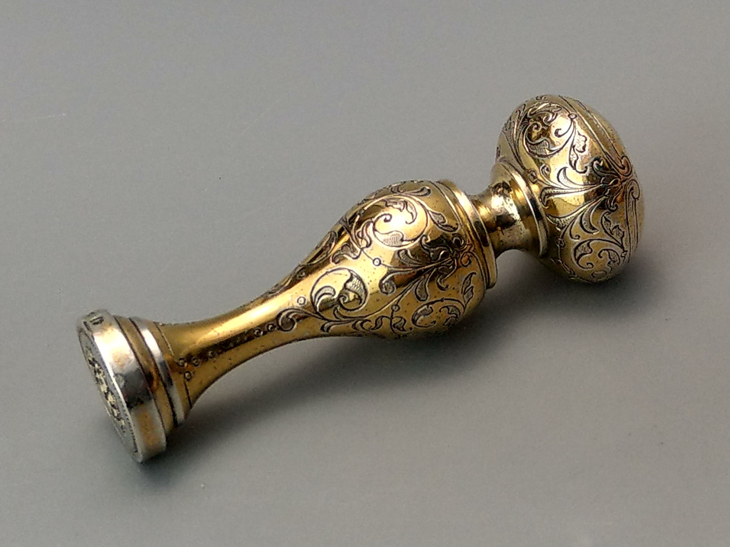 Antique Desk Wax Seal Monogram M C Gold Gilt on silver by Foehr Eduard Stuttgart German