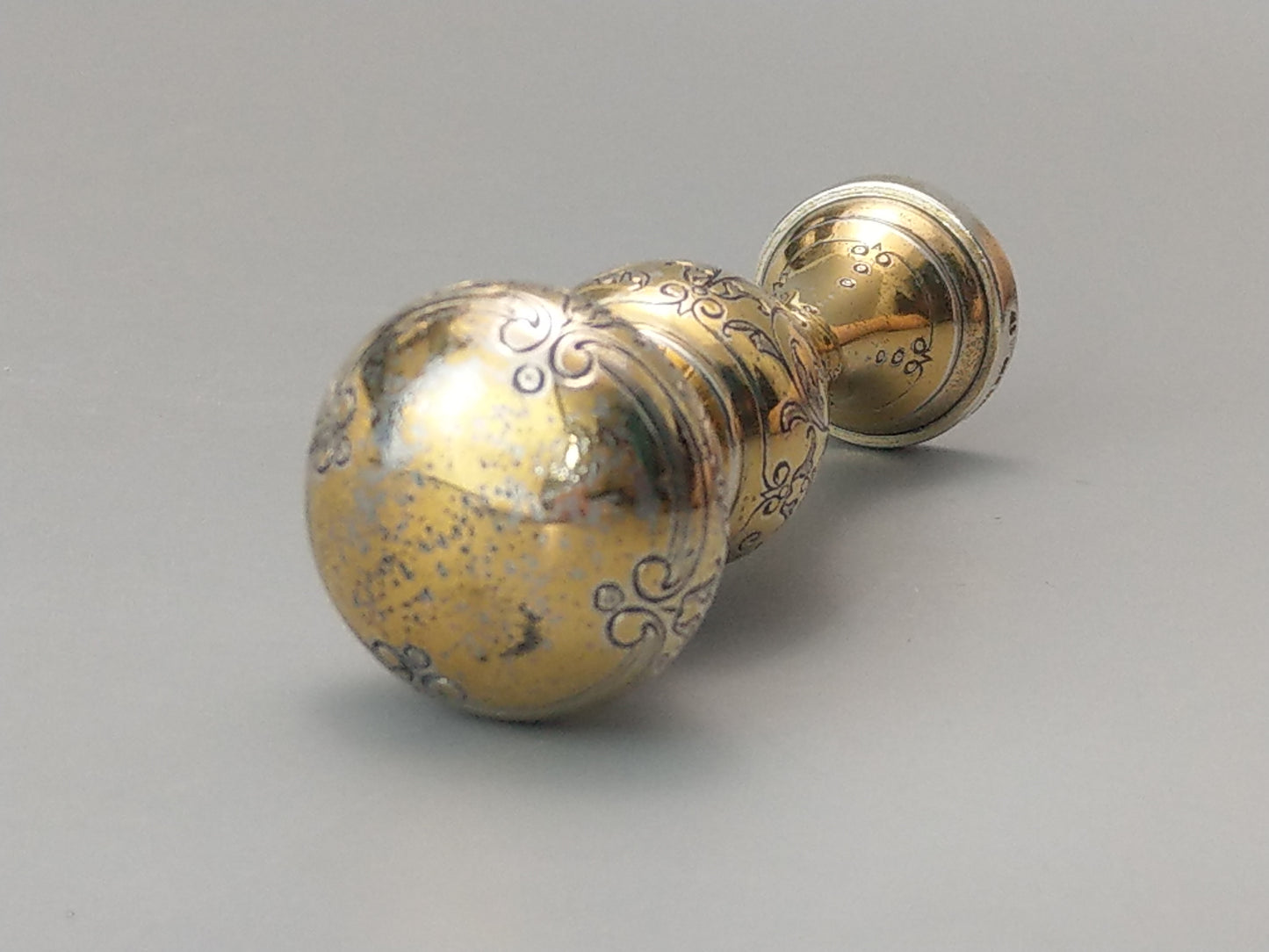 Antique Desk Wax Seal Monogram M C Gold Gilt on silver by Foehr Eduard Stuttgart German