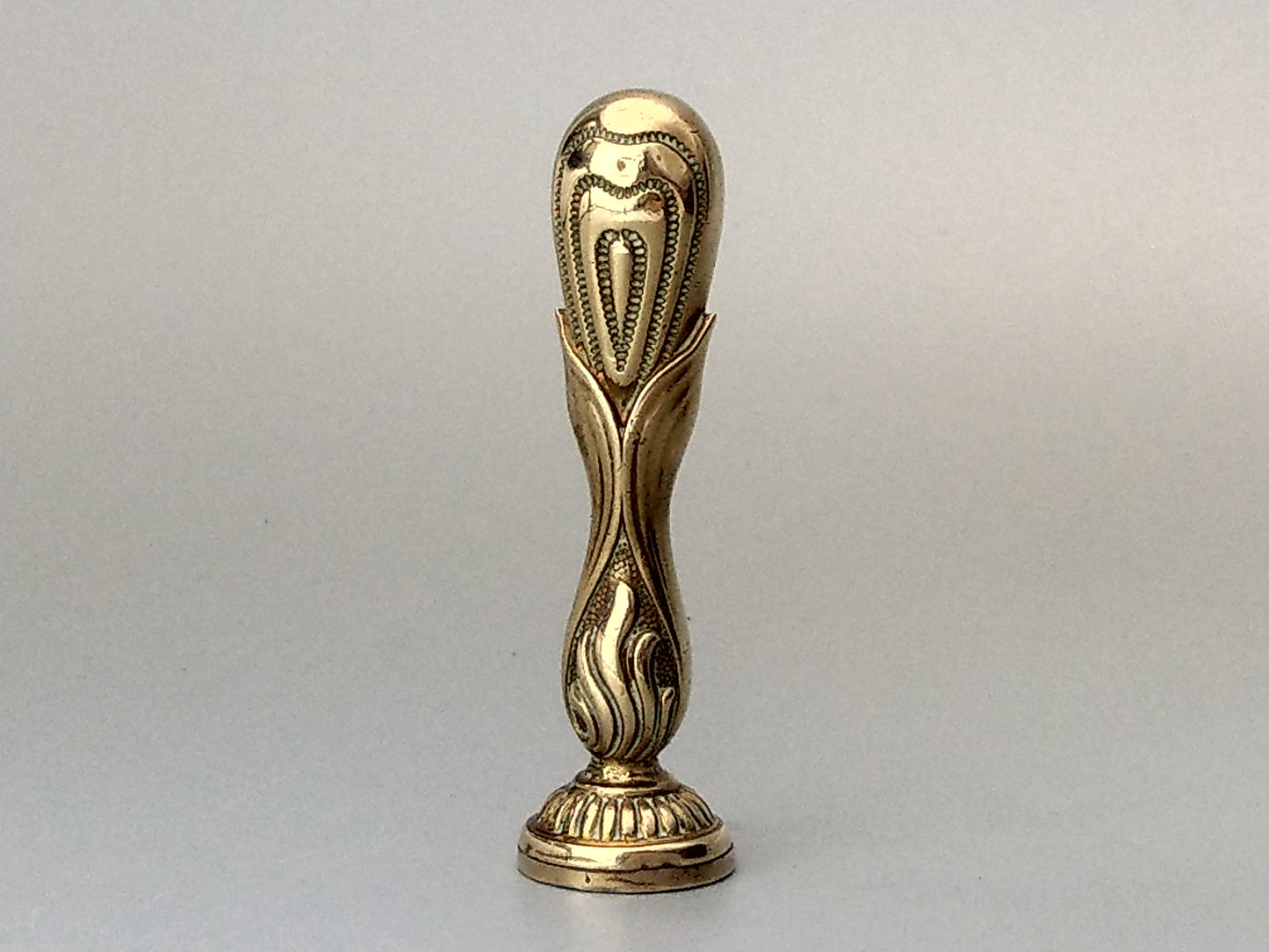 Antique Brass Desk Wax Seal Fire Hart flower with letter B