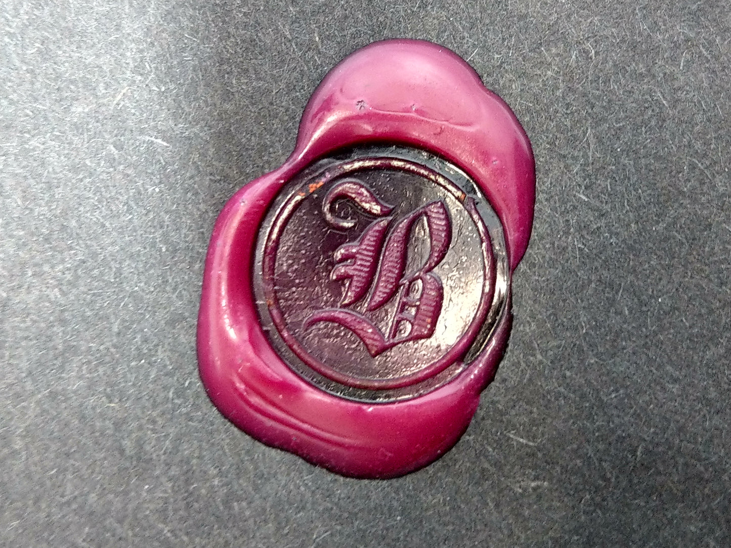 Antique Brass Desk Wax Seal Fire Hart flower with letter B