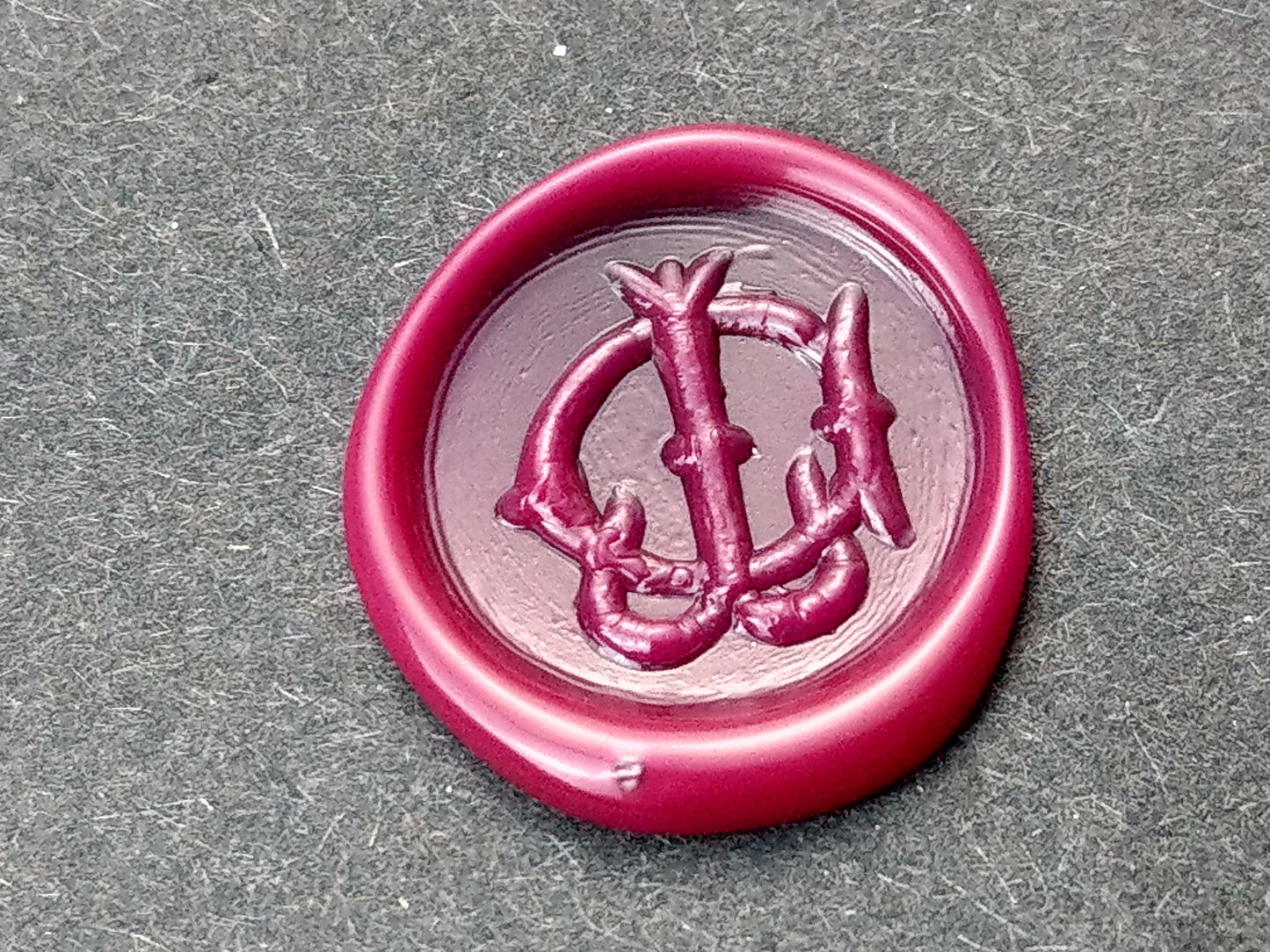 Antique Wax Seal Stamp with Baroque-Style Handle and Monogram CJ