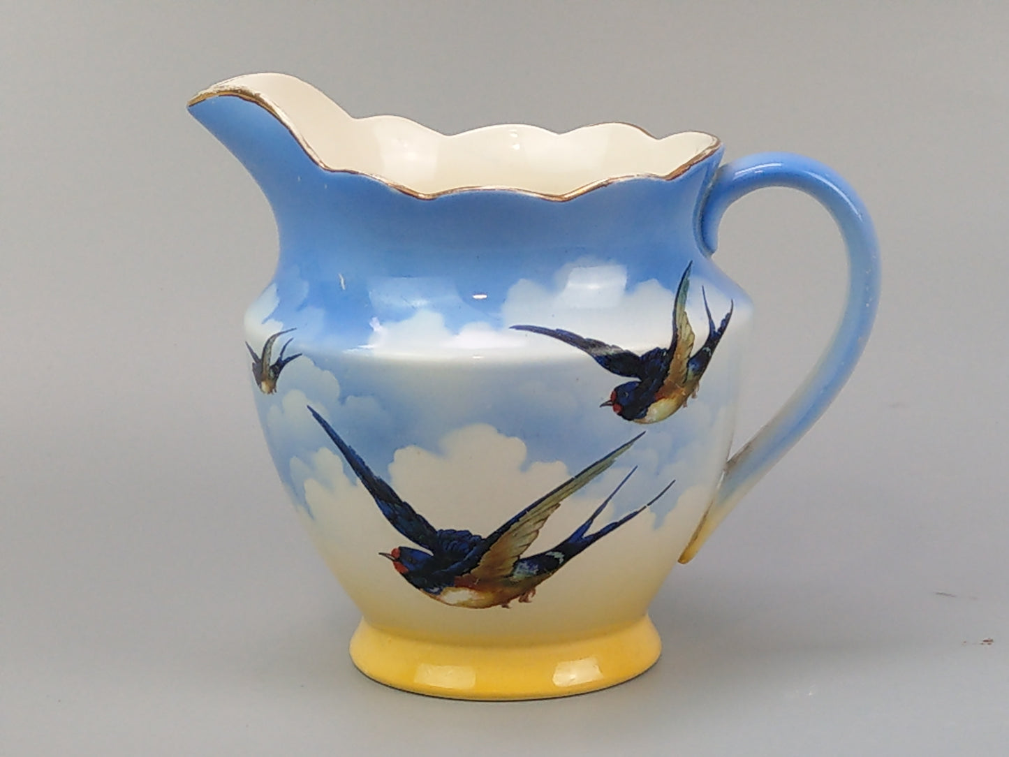 Art Deco Milk jug sky with swallows Falcon Ware