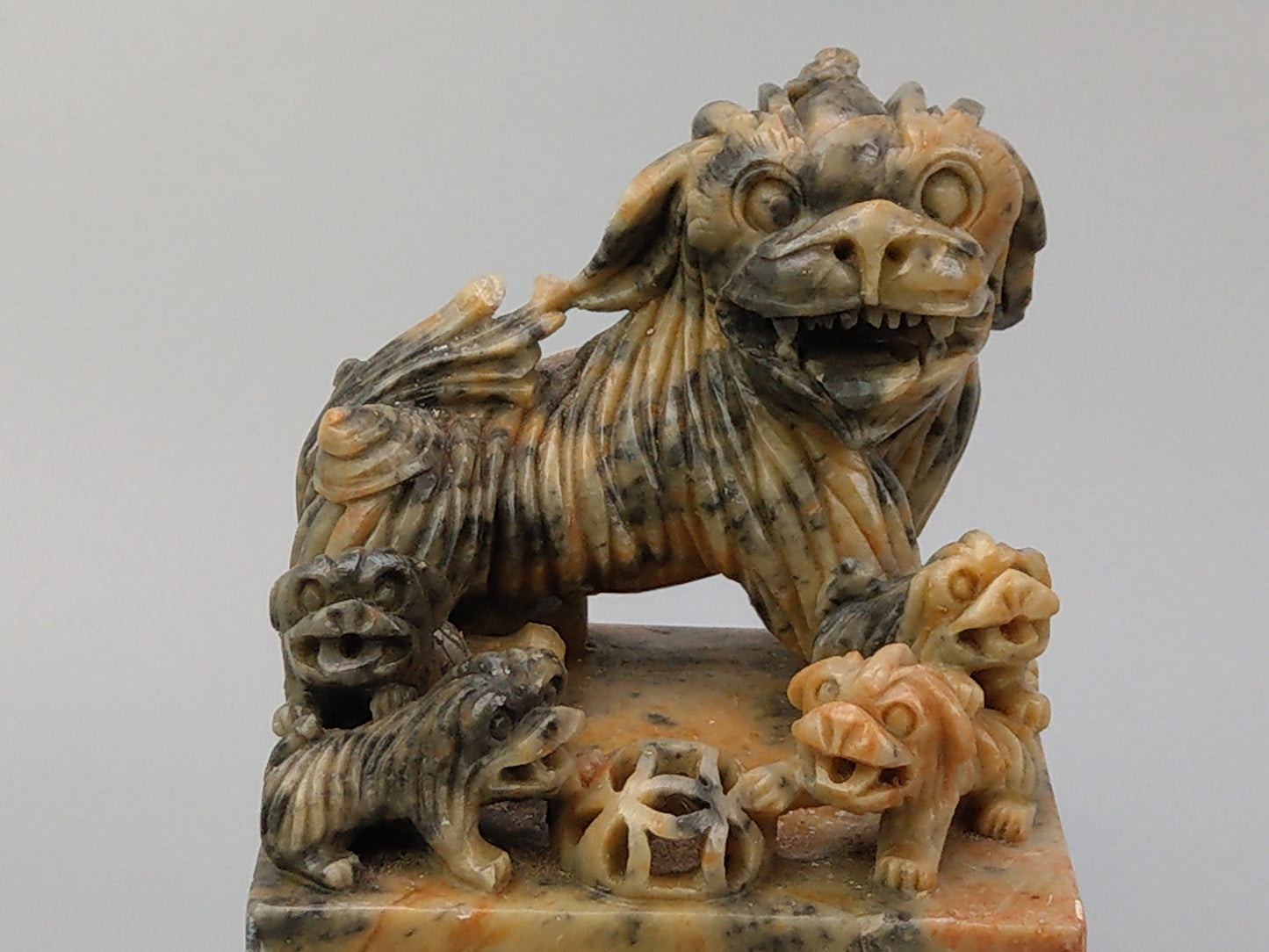 Chinese Foo lions carved Soapstone Bookends