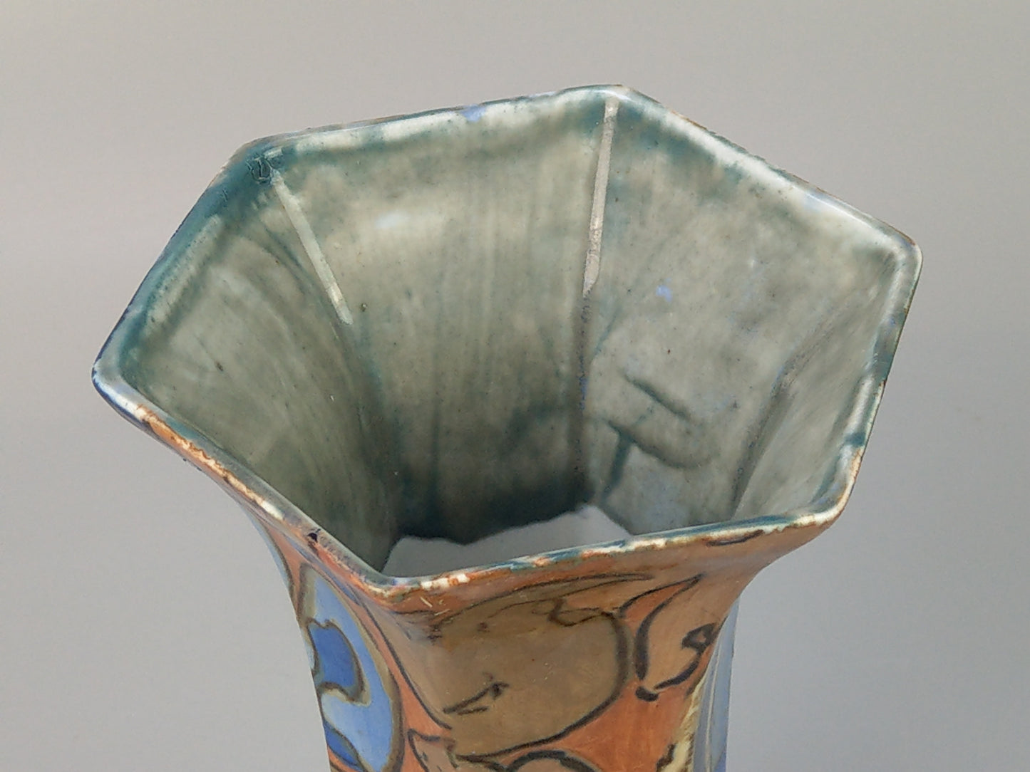 Medium Hexagon vase Bursley Amstel by Frederick Rhead