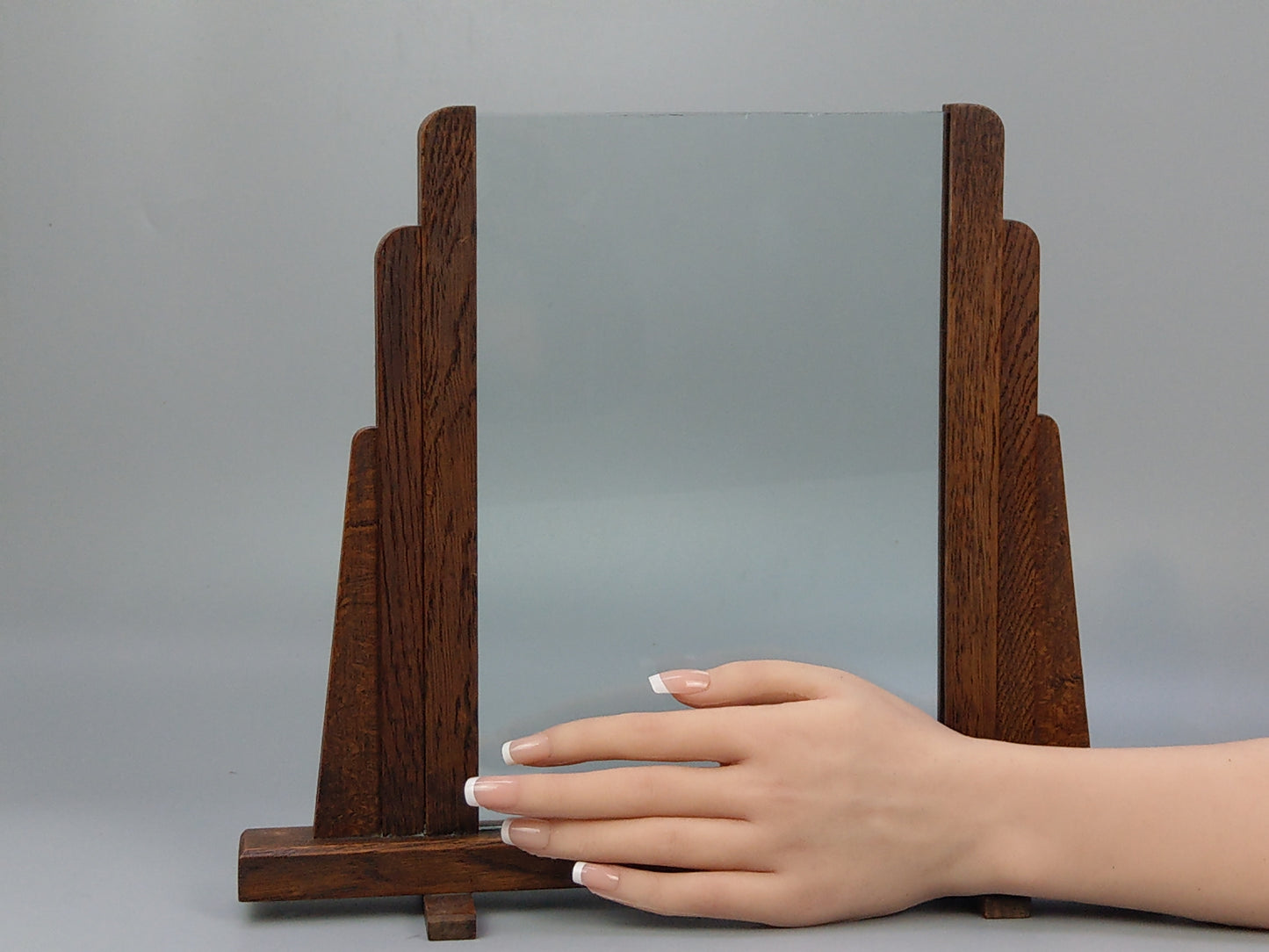 Pair of Art Deco Large Photograph Frames in Dark Oak Wood with Glass