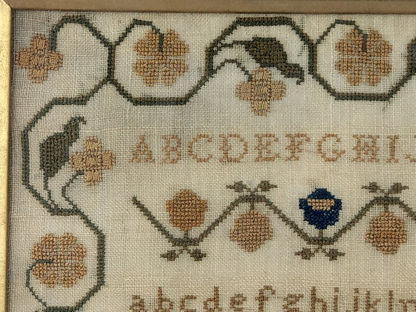 Georgian sampler Jane Cox 1834 age 13 Poem Amazing Grace & universal prayer by Alexander Pope