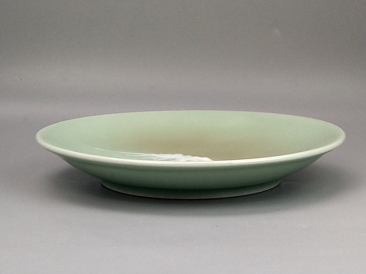 Japanese Celadon Plate with Enamel Fuji Mountain, Signed Nabeshima, c.1900