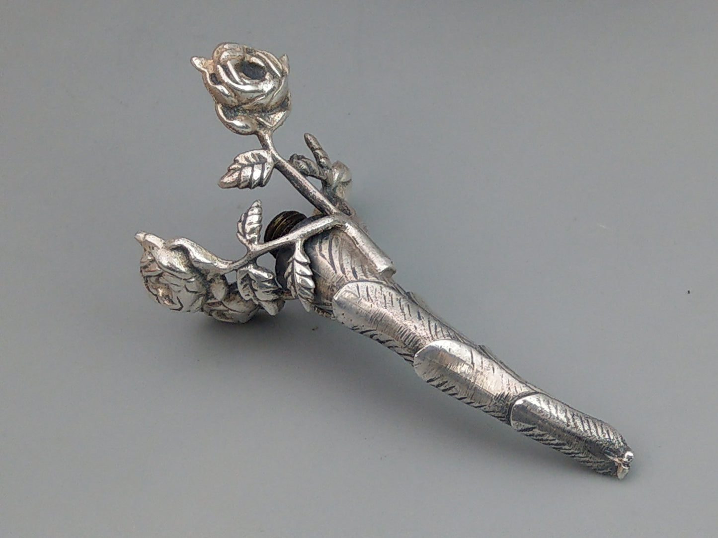 Ottoman Silver Rose Water Bottle or Oil Sprinkler, Rose Hip Shaped