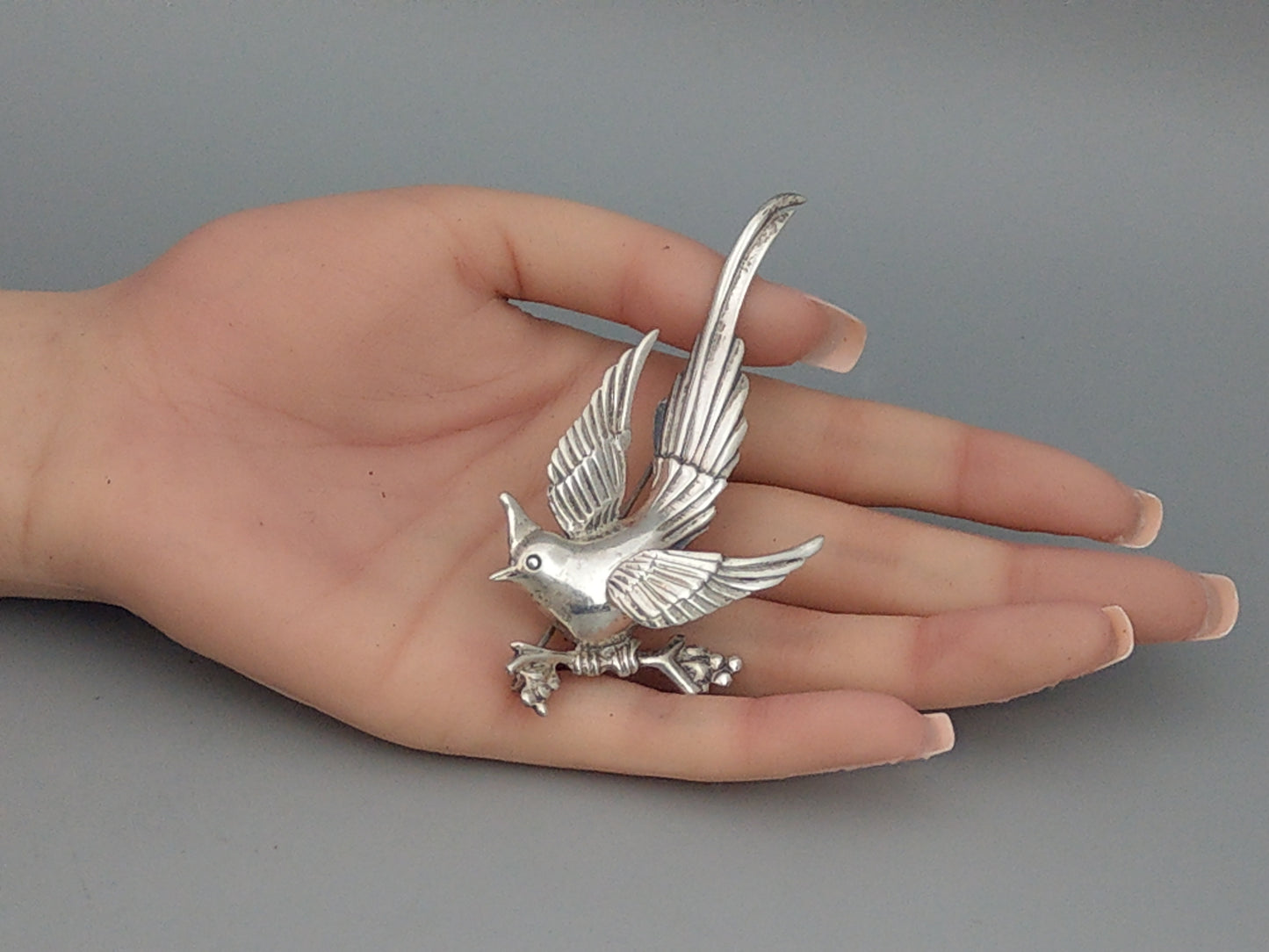 Sterling Silver Large Bird of Paradise Ave Juarez 40 Prieto Mexico c1940