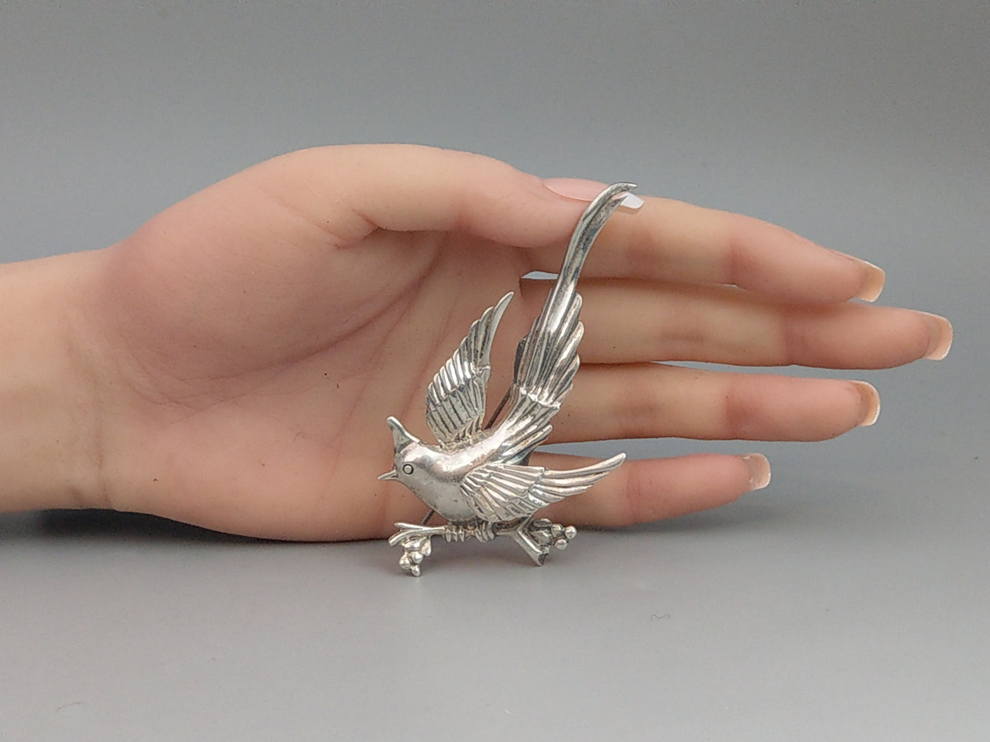 Sterling Silver Large Bird of Paradise Ave Juarez 40 Prieto Mexico c1940