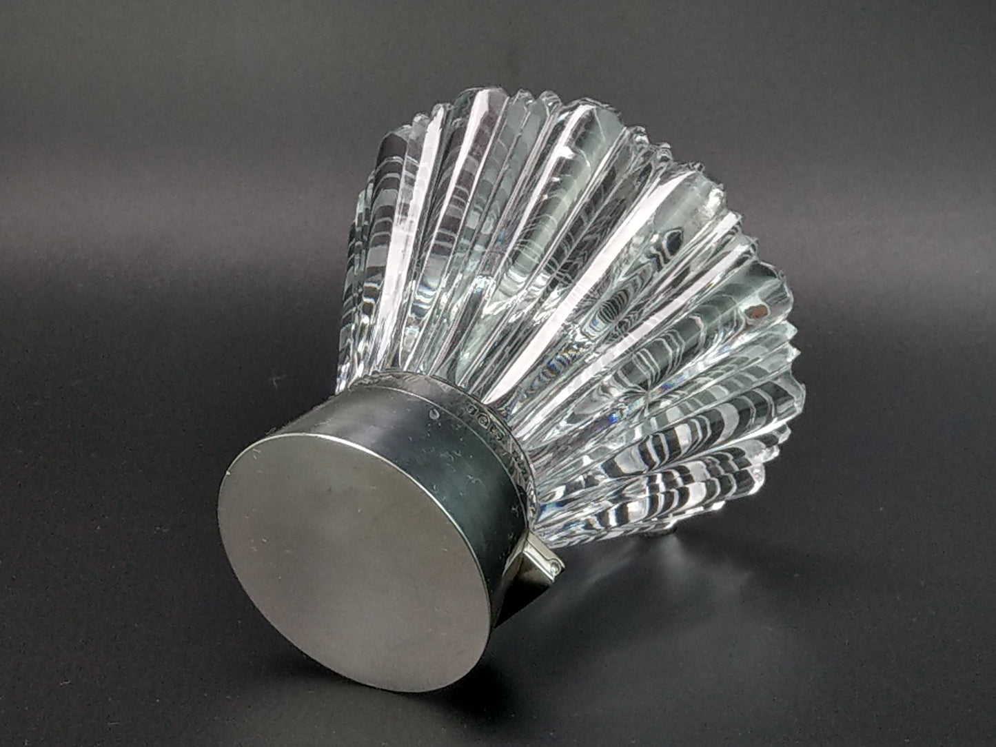 Victorian Glass inkwell conical shaped with sterling silver mount by John Grinsell