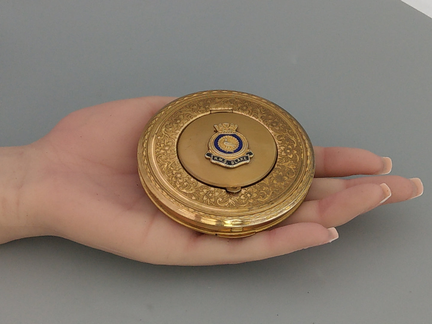 HMS Blake powder box compact with photo locked