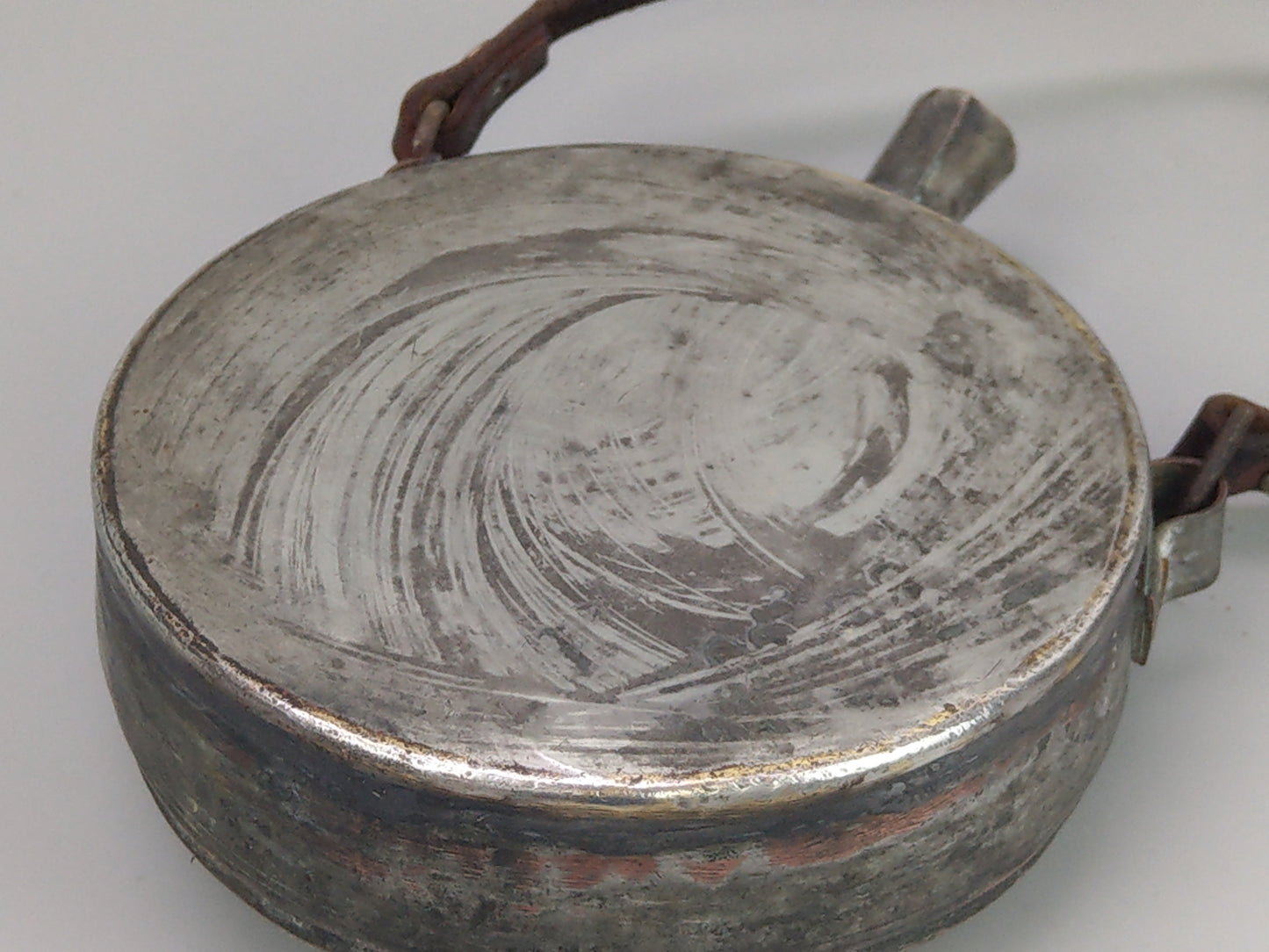 Antique Middle Eastern Gunpowder Flask, Tinned Copper with Fish Motif