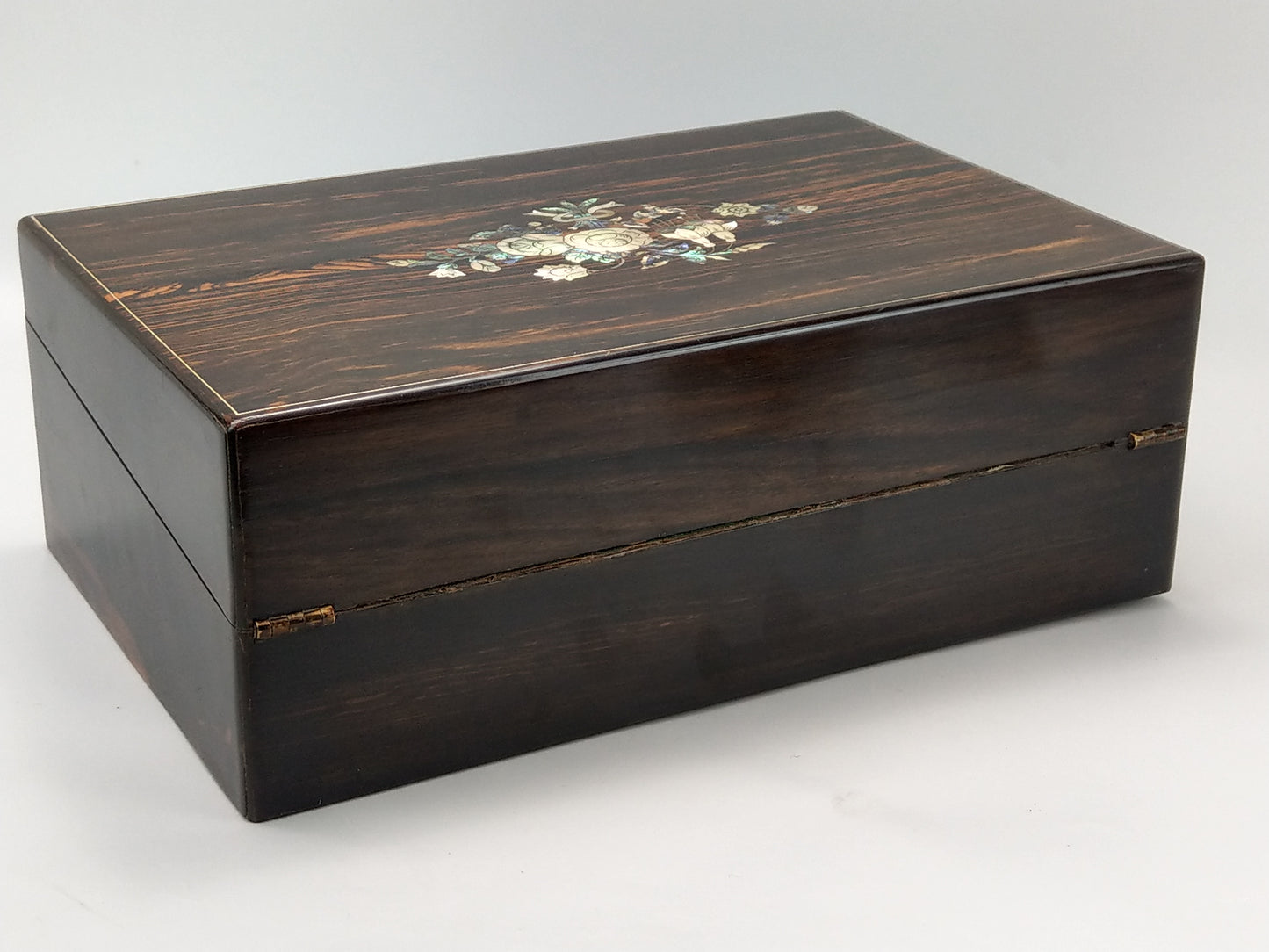 Victorian Marble wood writing box inlaid in with Abalone mother of pearl