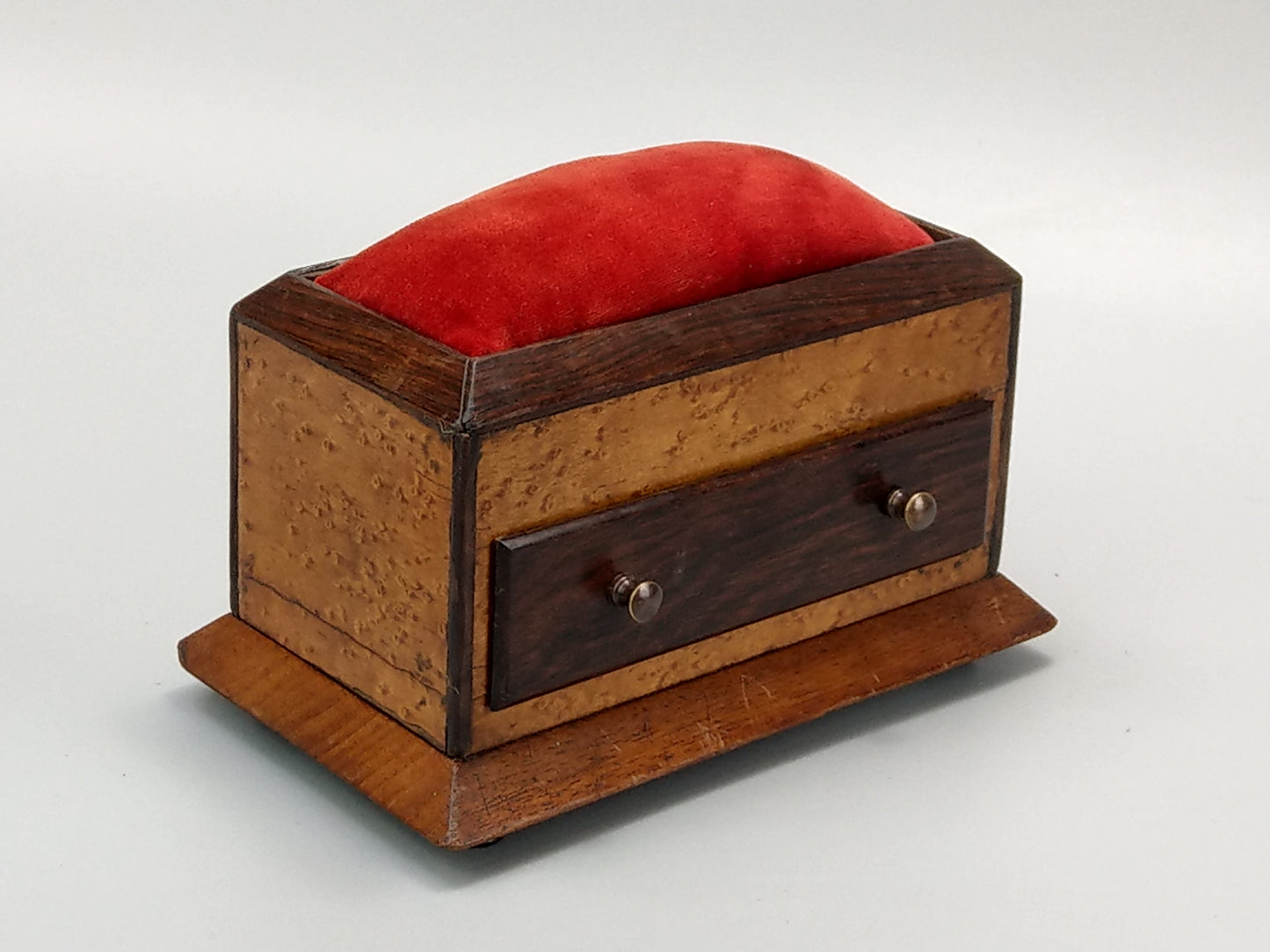 Desktop Victorian pincushion box with drawer