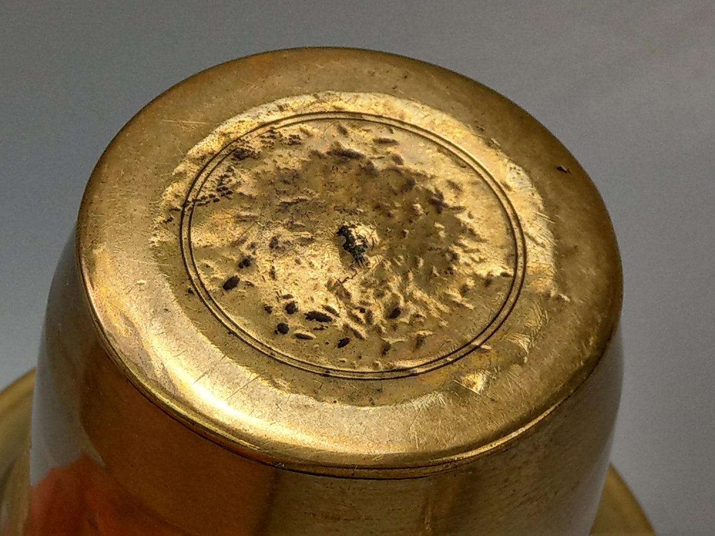 Antique Brass mortar and pestle bell shaped early 18th century