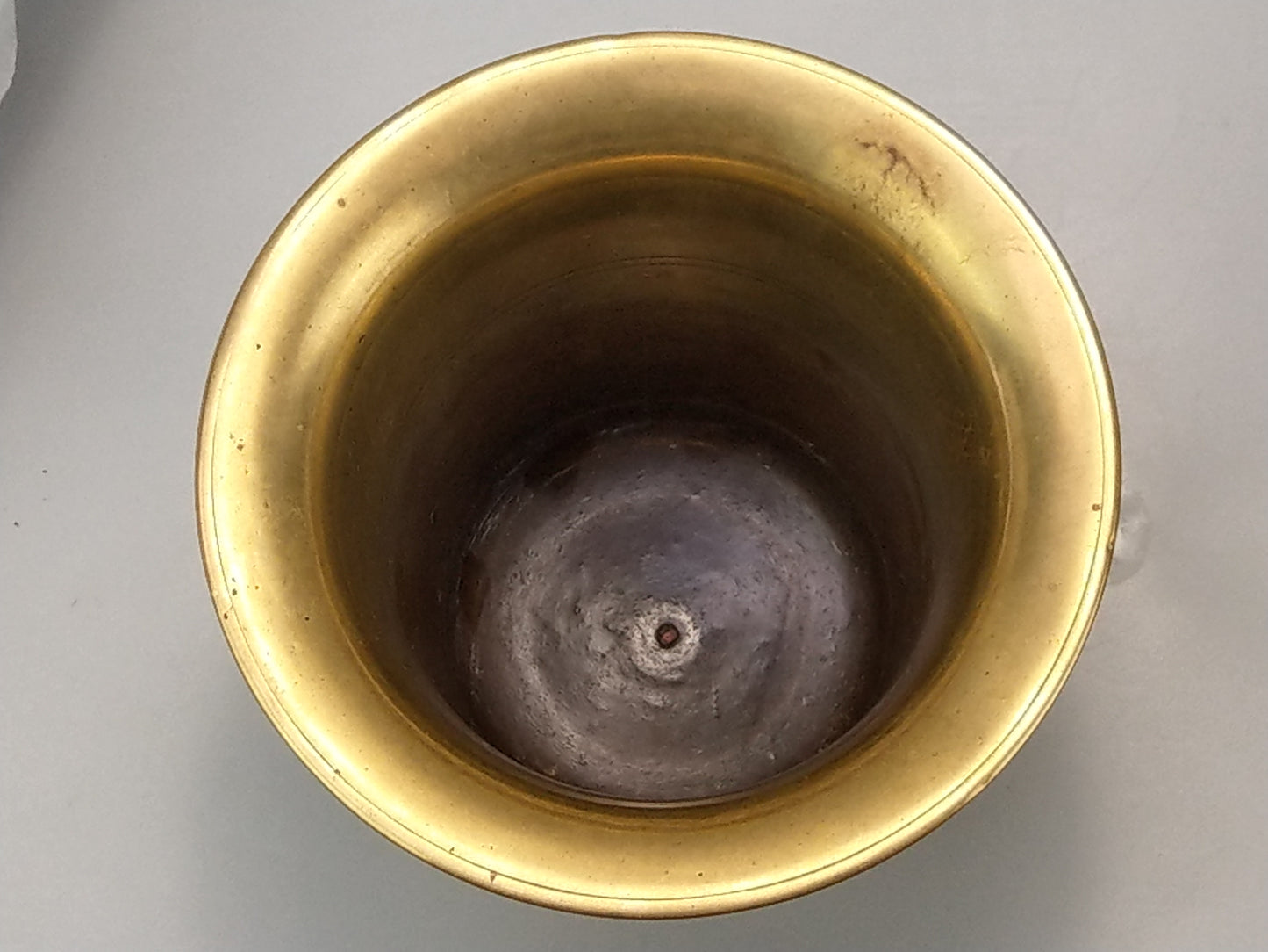Antique Brass mortar and pestle bell shaped early 18th century