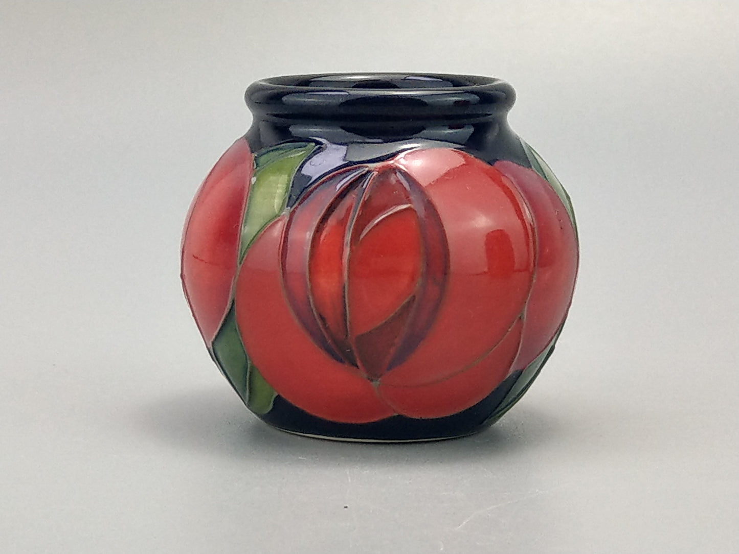 Tiny Moorcroft pottery vase Red Rose by Emma Bossons Shape 55/2