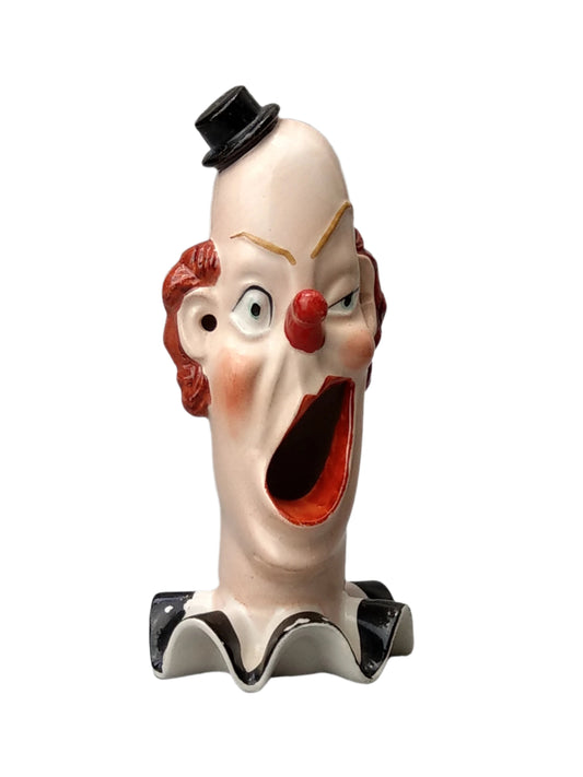 Smoking Head Ashtray Clown Black Ruff in Schäfer Vater Style.