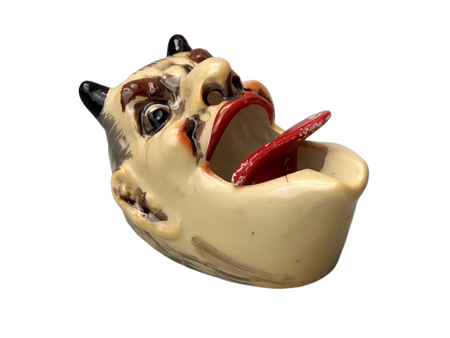 Smoking Head Devil with Nodding Tongue Japanese Novelty Ashtray, c. 1940, T.T. Patent