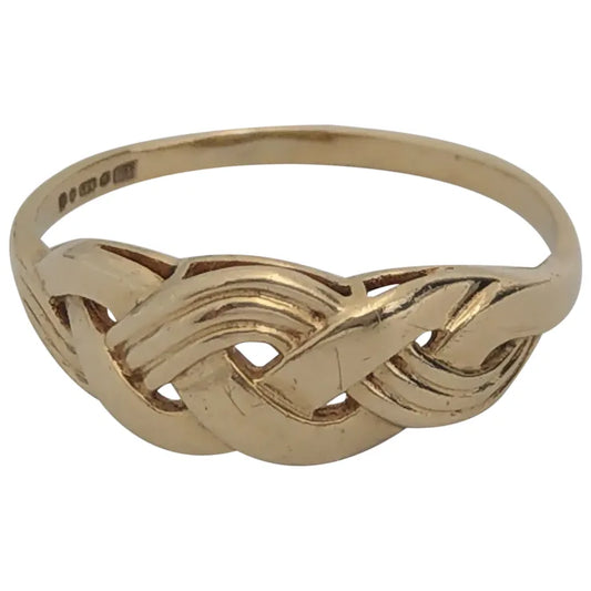 Vintage 9ct Gold ring Celtic braided knot size N