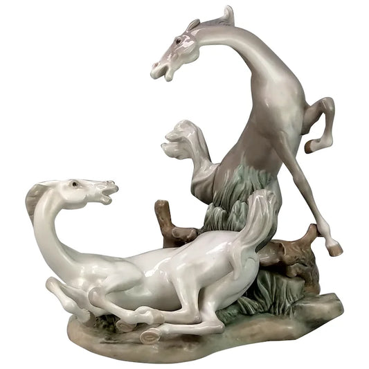 Vintage Large Lladro Horses Gloss