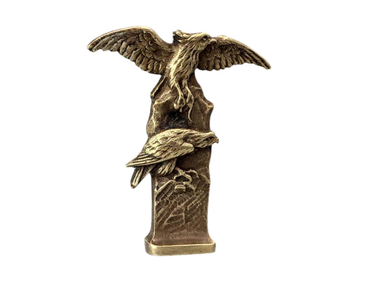 Antique Brass Desk Wax Seal with Eagle Carrying a Rat Monogram F.R.