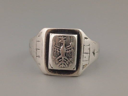 WW1 trench art Nielo Ring with heraldic Eagle