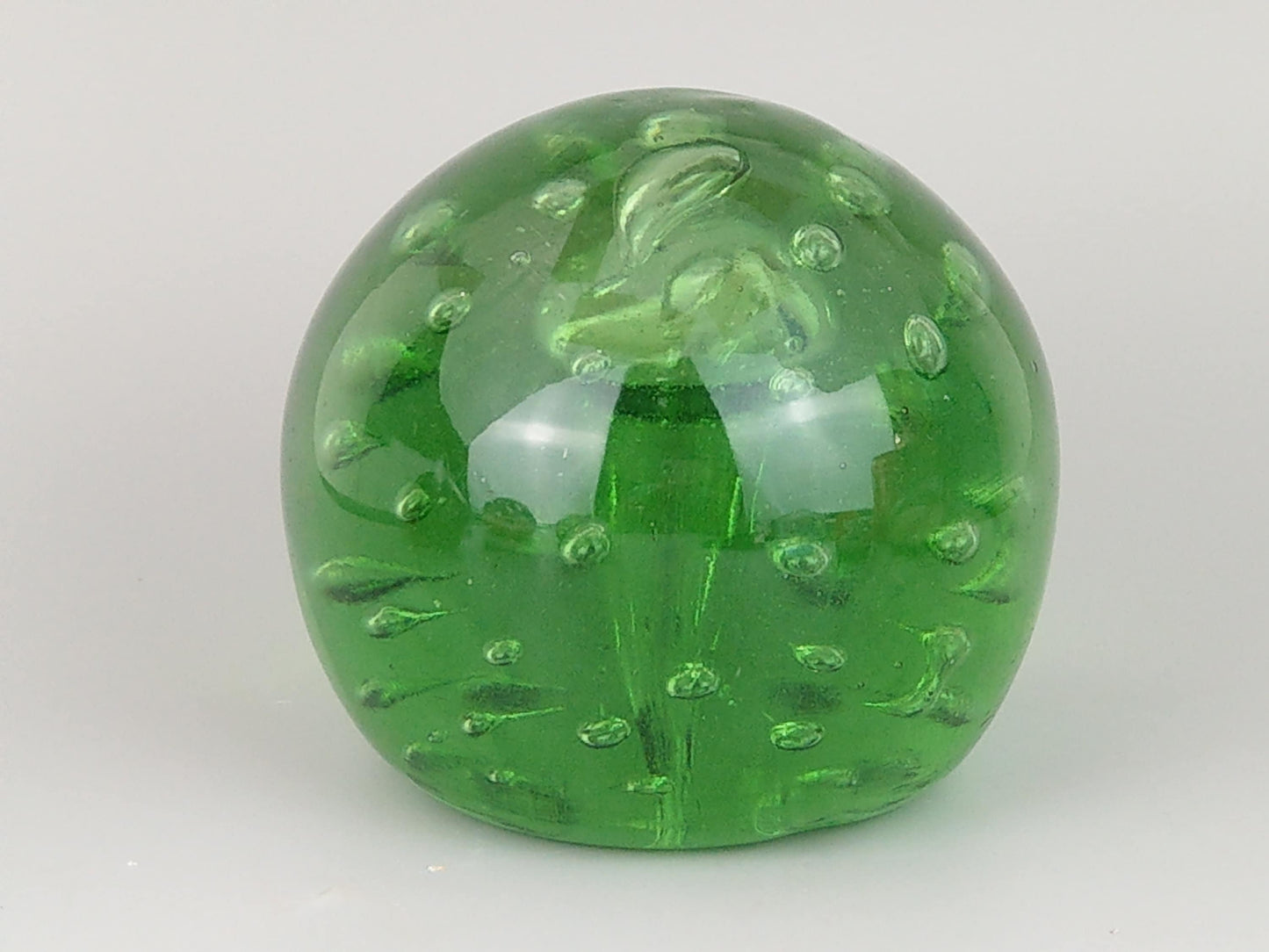 Antique Large Green dump paperweight controlled bubble and mushroom