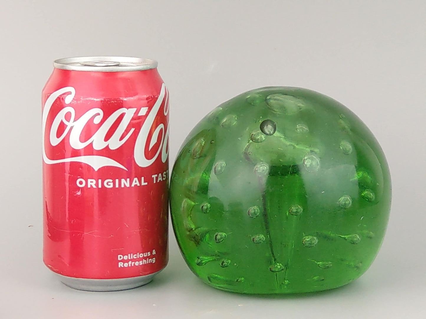 Antique Large Green dump paperweight controlled bubble and mushroom