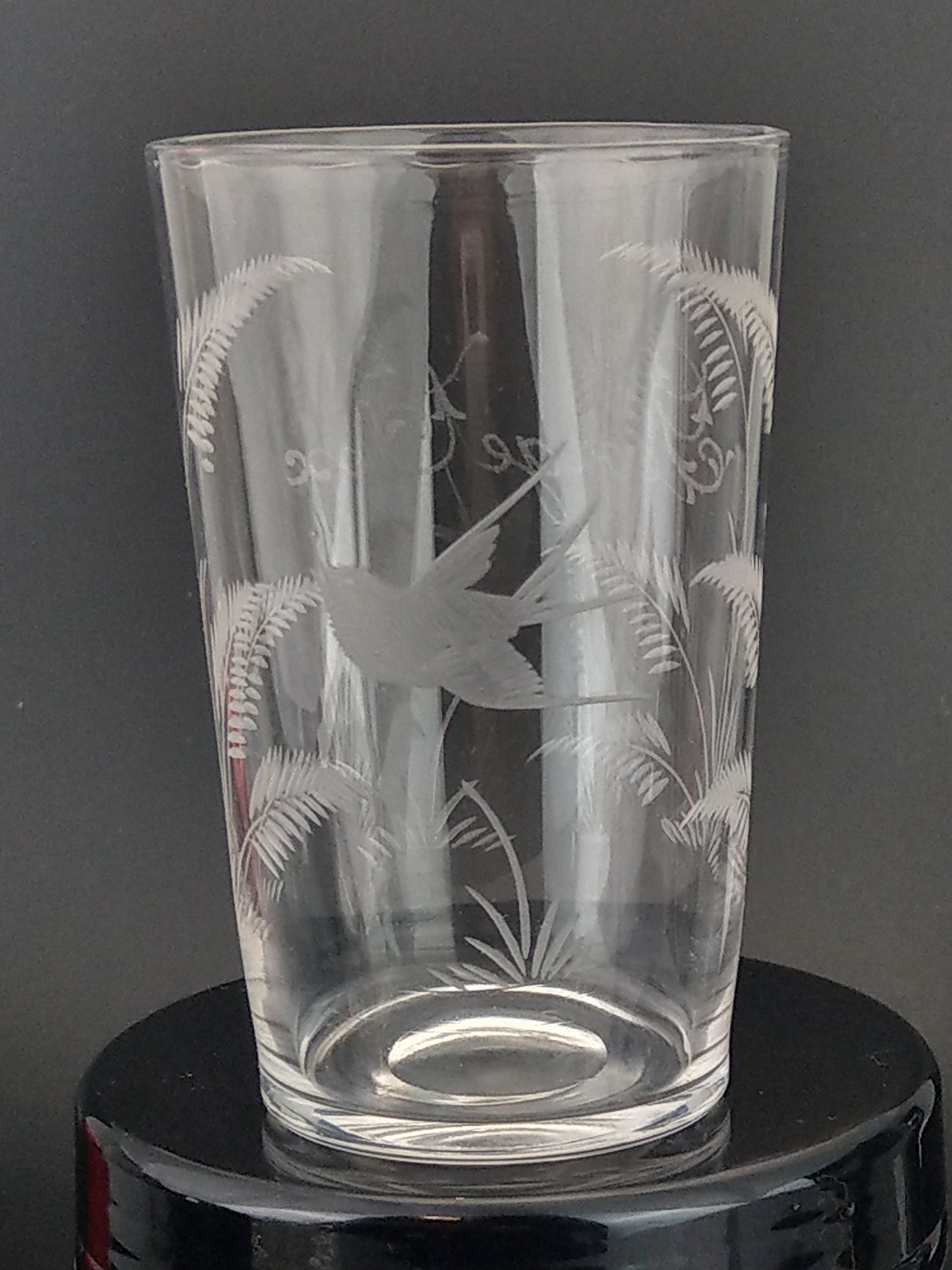 Victorian etched glass beaker wedding gift Fern and Swallow George Cox