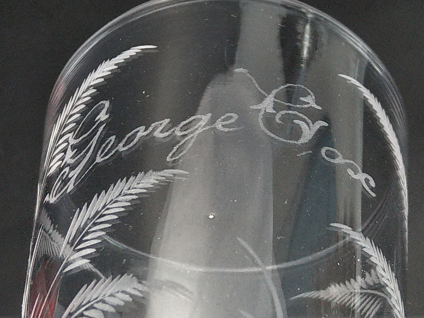 Victorian etched glass beaker wedding gift Fern and Swallow George Cox