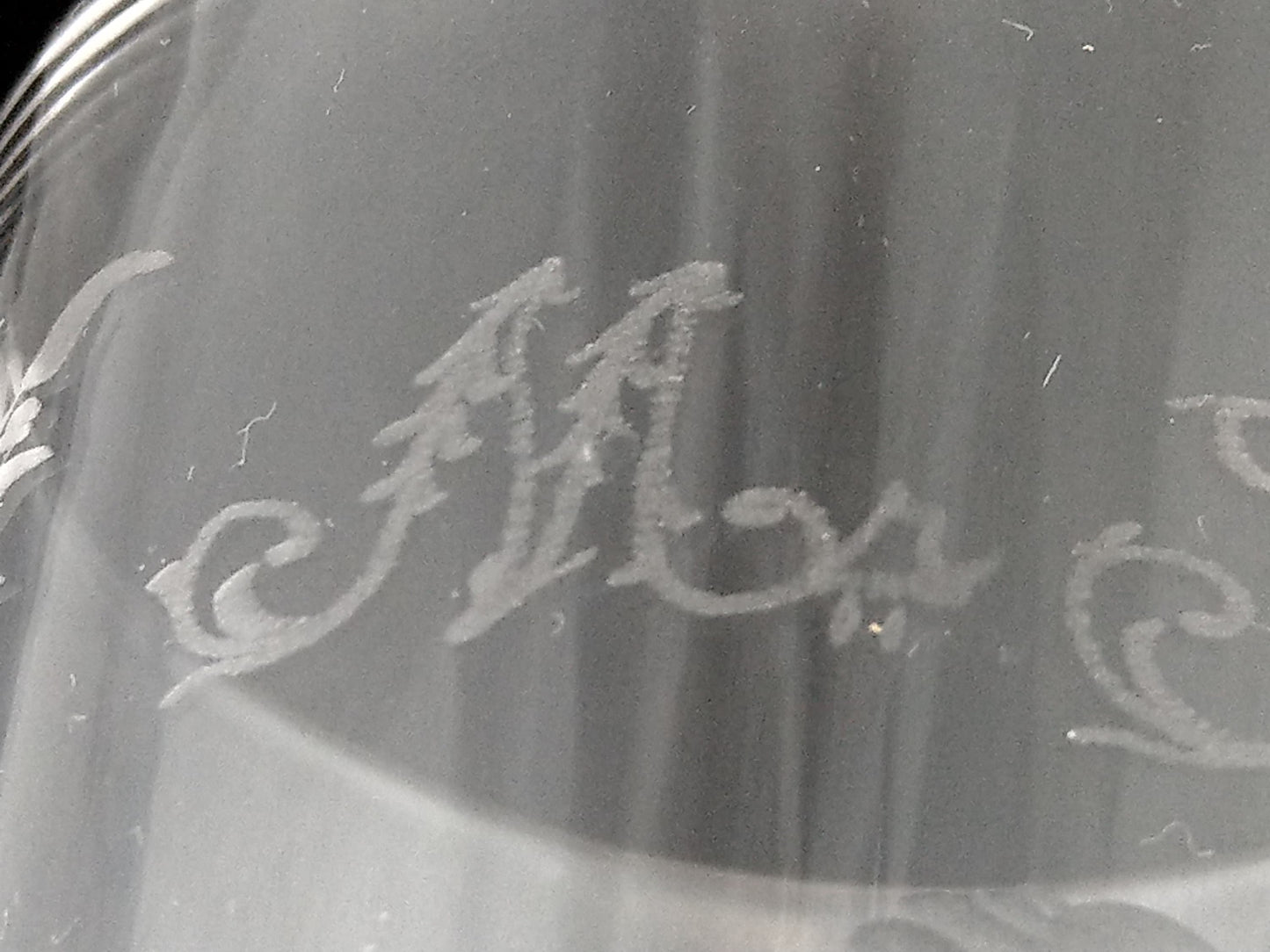 Victorian wedding etched glass beaker with Ferns Mr & Mrs Kaye