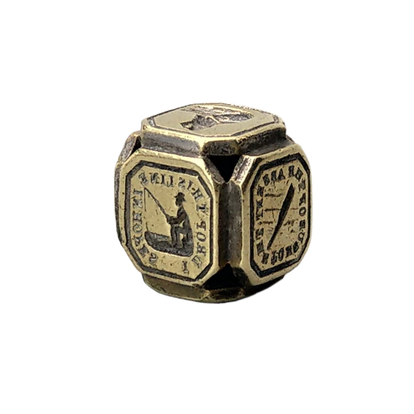 Victorian Brass Cube Dice Seal with Mottos
