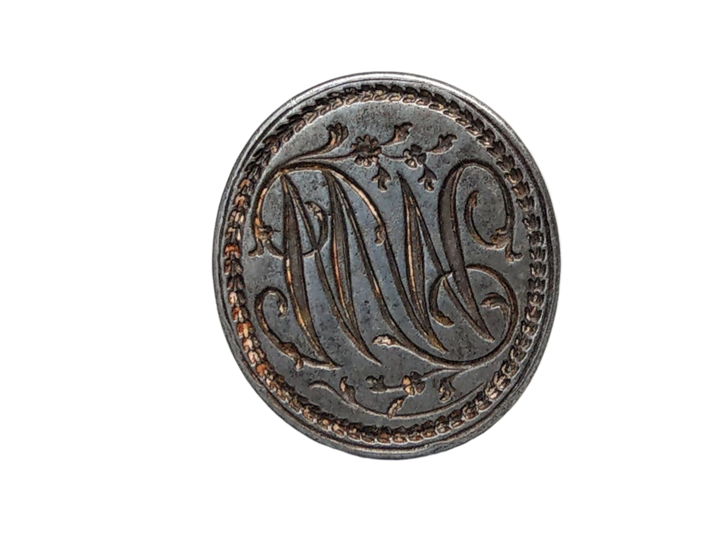 Cut Steel Fob Seal Pendant Monogram WM and Flowers c1770
