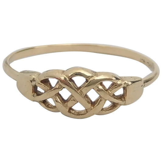 Delicate Celtic knot ring 9ct gold size J