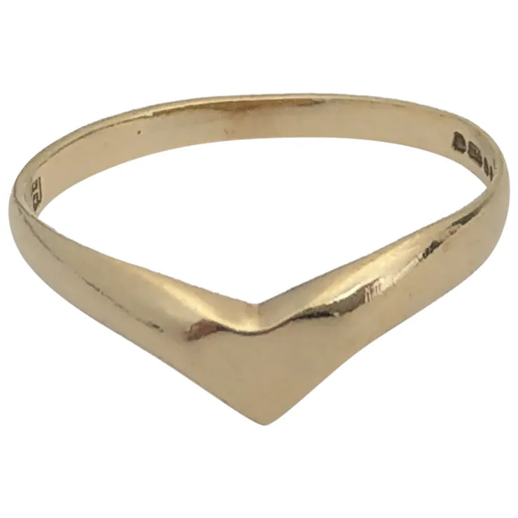 Simple 9ct Gold wishbone-heart signet band ring by DJ Hill