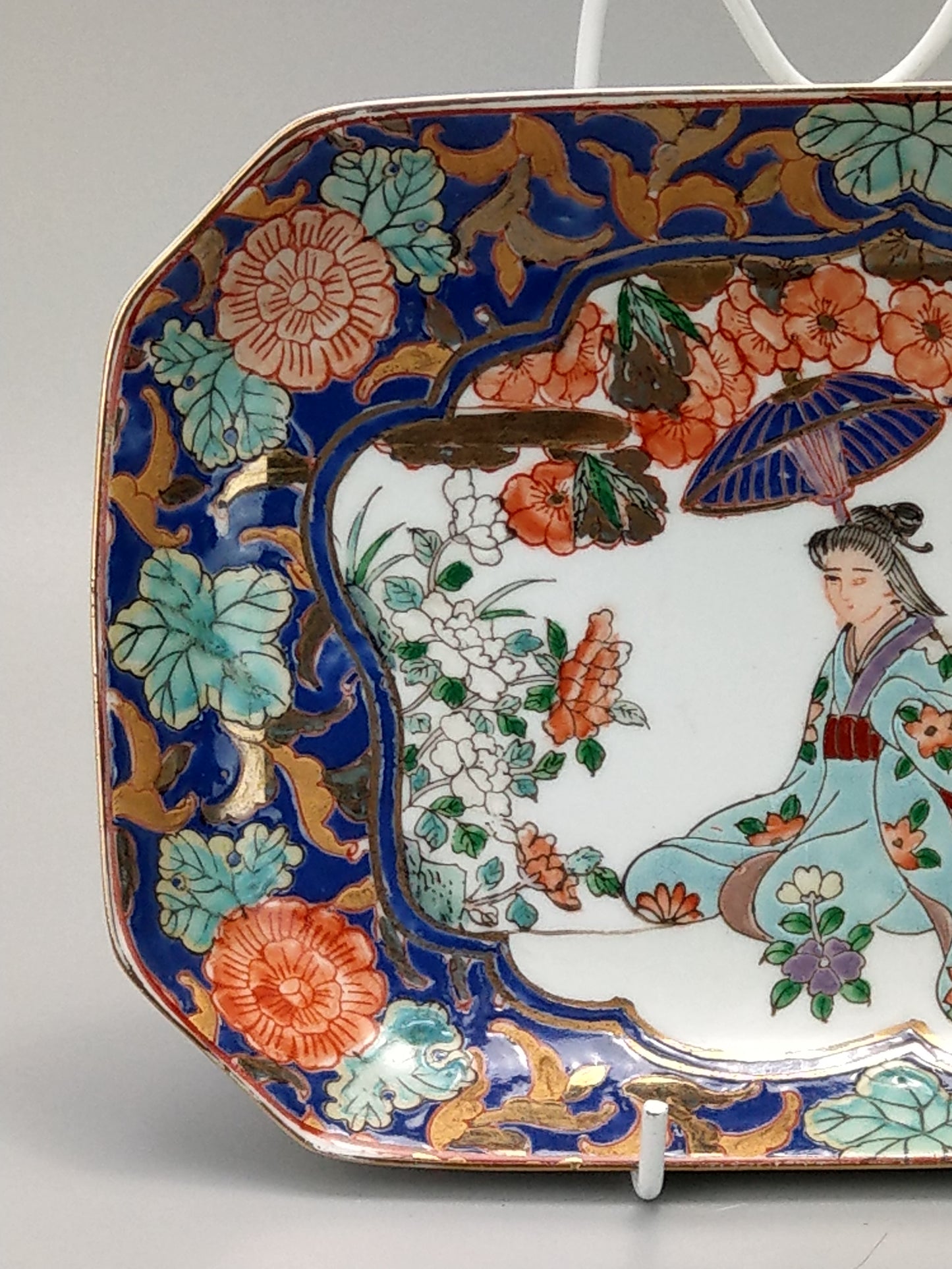 Chinese Famille Rose Rectangle Dish Geish in Garden Qing Dynasty