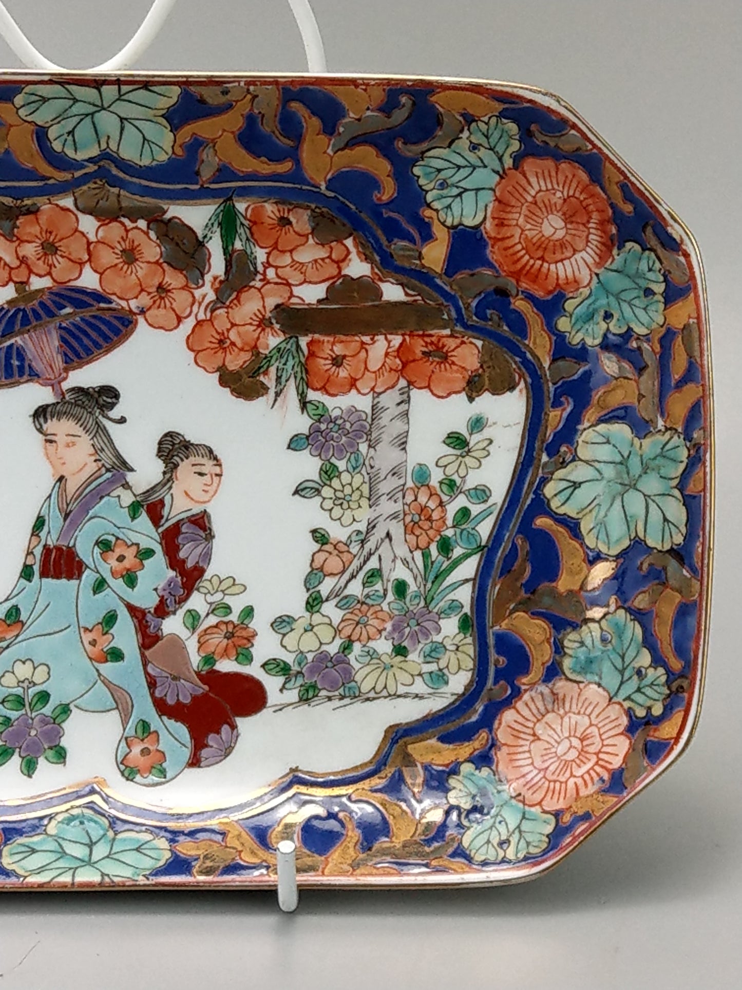 Chinese Famille Rose Rectangle Dish Geish in Garden Qing Dynasty