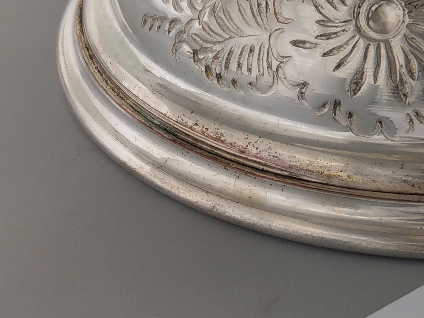 Large Punch Bowl, Silver-Plated, with Embossed Floral Scrolls and Lion Mask Handles by Pinder Bros