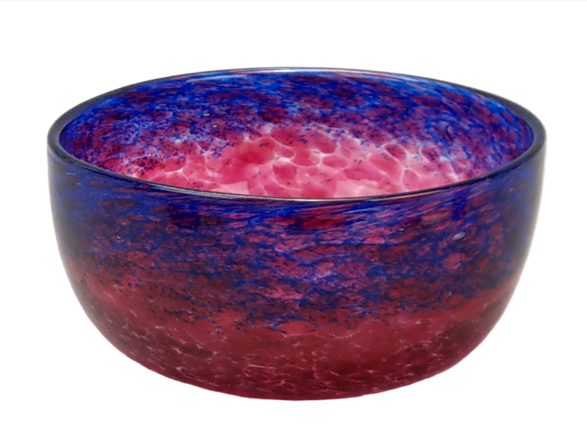 Art Deco Monart glass bowl in cranberry and blue c1930