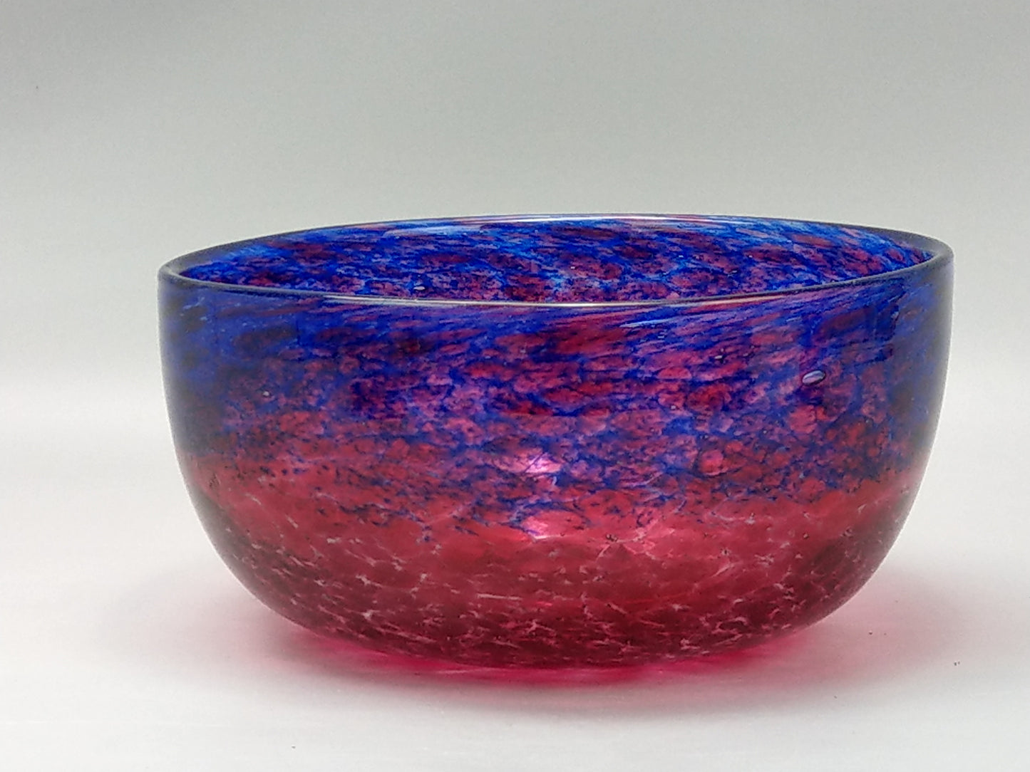 Art Deco Monart glass bowl in cranberry and blue c1930