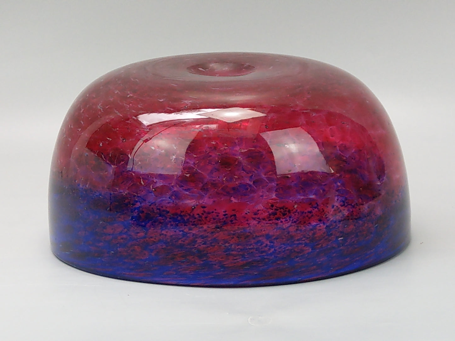 Art Deco Monart glass bowl in cranberry and blue c1930