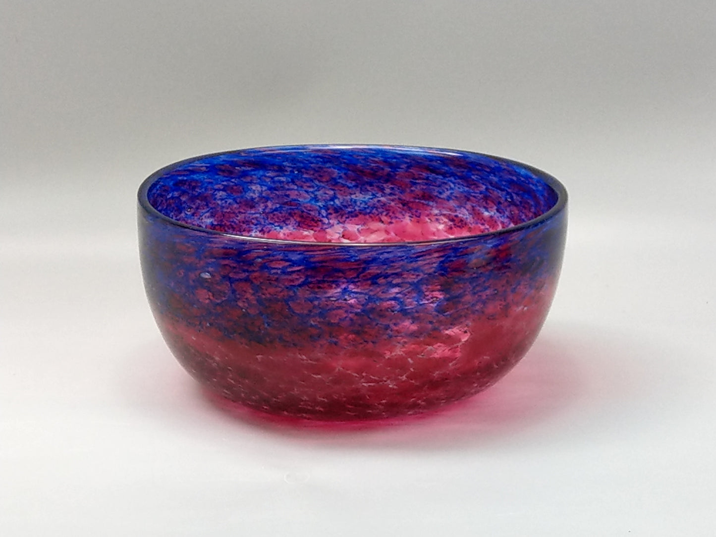 Art Deco Monart glass bowl in cranberry and blue c1930