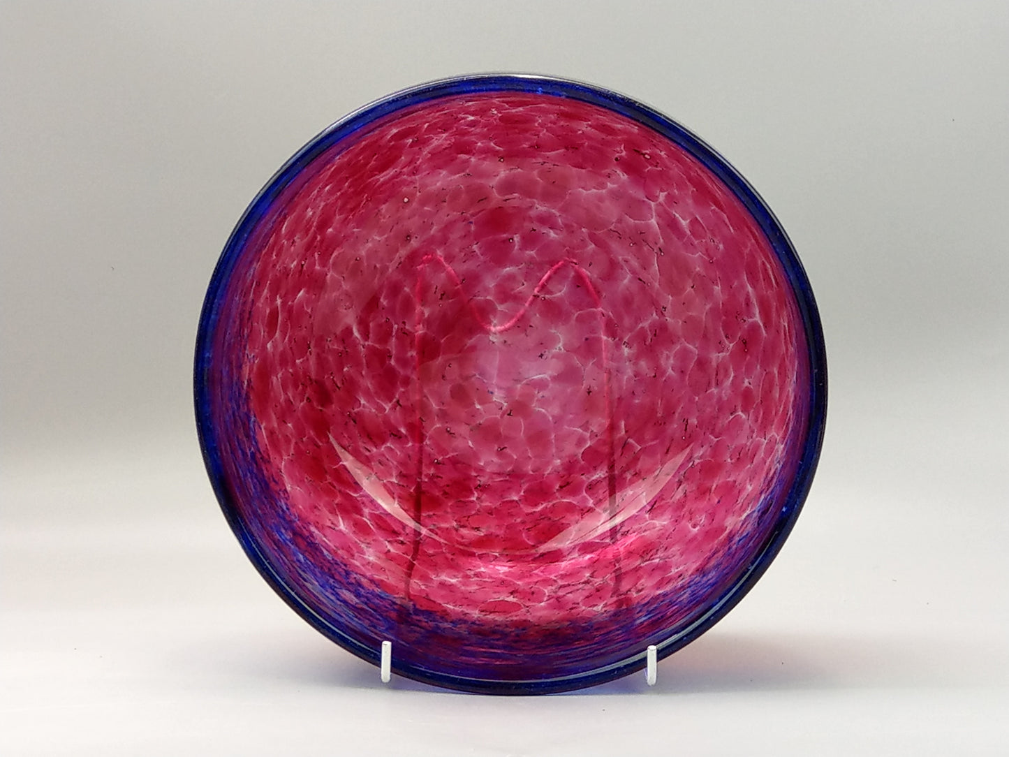 Art Deco Monart glass bowl in cranberry and blue c1930